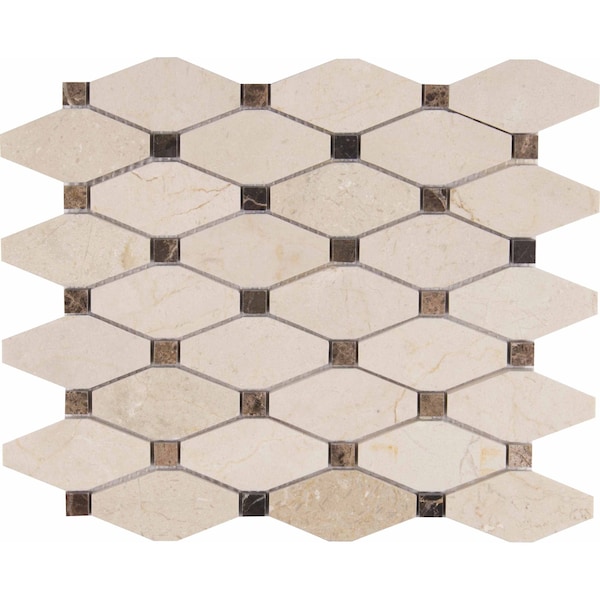 Msi Valencia Blend Elongated Octagon SAMPLE Polished Marble Mesh-Mounted Mosaic Tile ZOR-MD-0463-SAM - main